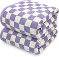 Shower Towels for Bathroom 27.5x55 Inches - Cute Checkered Towel Sets Lilac | Quick Dry Bath Towels Soft & Lightweight (2Pack), 520 GSM Absorbent Cotton