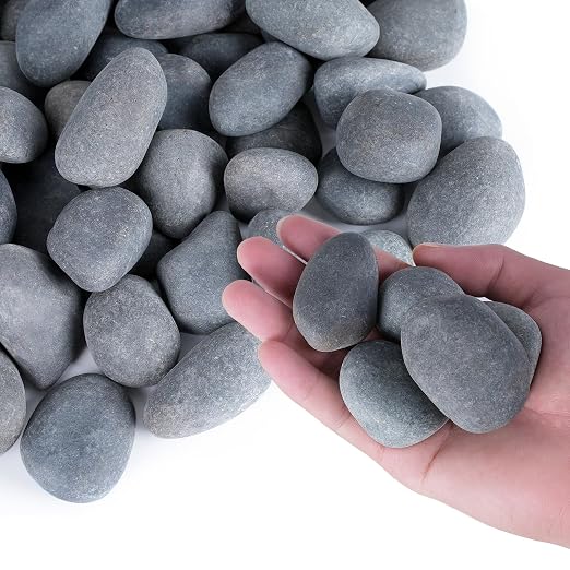 Pulovin 40 lbs River Rocks for Landscaping, 1-2 inch Natural Rocks for Aquarium, Fish Tank, Decorative Garden Stones for Plants, Flower Pots, Vase, Walkways