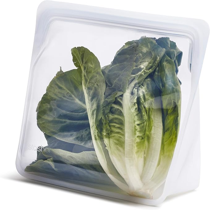 Stasher Premium Reusable Silicone Bag, Stand-Up Mega, Clear, 104 oz | Food-Safe Silicone, Reusable Freezer Bags, Microwave, Dishwasher, Pantry, Meal Prep, Food Storage Bag, Eco-Friendly