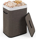 Giantex Bamboo Laundry Hamper with Lid, Removable Liner & Portable Handles | 19 Gal Large Capacity Clothes Hamper, Rectangular Laundry Basket for Bedroom Bathroom Laundry Room, Dark Taupe