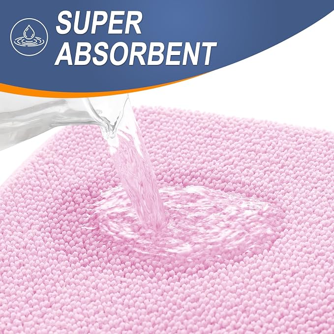 OLANLY Thick Memory Foam Small Bathroom Rug 24x16, Absorbent Bath Mat, Pink | Soft Quick Dry Bath Mat Rugs, Non-Slip, Machine Washable Mat for Bathroom Floor, Tub and Shower, Home Decor Accessories