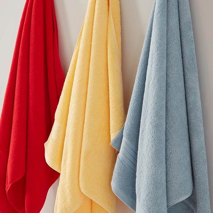 COZYART Luxury Bath Towels 2 PCS, Light Blue 100% Turkish Cotton 650 GSM | OEKO-Tex 100 Certified Zero Twist Ring Spun, Soft Absorbent Quick Dry, Plush Fluffy, Breathable Hotel Quality for Daily Use
