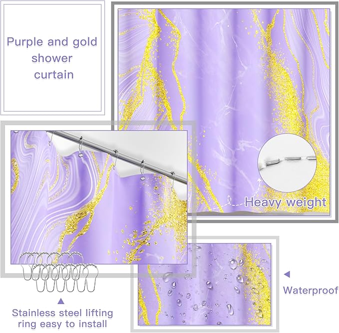 21PCS Bathroom Sets with Shower Curtain and Rugs Bathroom Accessories Set Light Purple Bathroom Set Complete with Trash Can, Toilet Brush, Qtip Holder & 3PCS Soap Dispenser