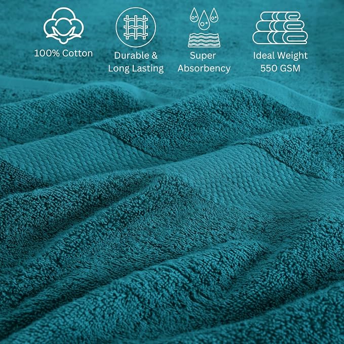 LANE LINEN Bath Towel Set 100% Cotton 24 Piece Soft Absorbent - Sea Port | Bath Towels Large Set -, Terry Weave Comfort, Soft & Long-Lasting, Hotel-Style Look, Machine Washable