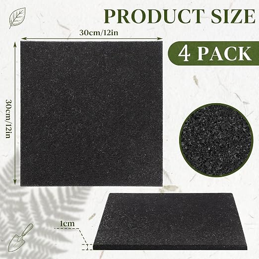Nuanchu 4 Pcs 12 x 12 Inch Rubber Stepping Stones Outdoor Garden Walkway Non-Slip Durable Pavers for Patio, Pathway, Landscaping, Weatherproof Stepping Stones for Easy Installation (Square,Black)