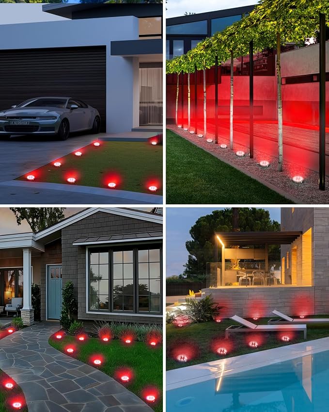 Btfarm 16 Pack Solar Lights Outdoor Waterproof, 8 LED Solar Ground Lights