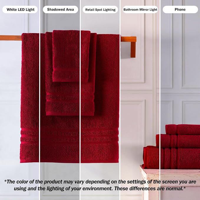 Washcloth Linen Set Premium Original Turkish Cotton, Hotel Quality for Maximum Softness & Absorbency Face Towels for Hand, Kitchen & Cleaning (Red Washcloths Set)