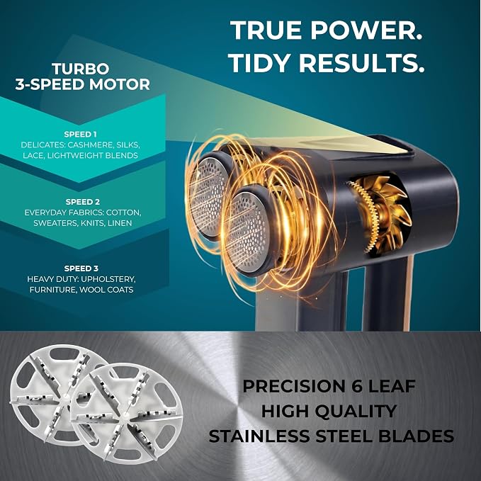 True & Tidy Dual Head Fabric Shaver & Couch Fuzz Remover, Type-C Chargeable