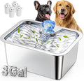 3 Gallon Large Dog Water Fountain, Stainless Steel Pet Water Fountain for Large Dogs, Automatic Big Dog Water Bowl Dispenser Drinking with 4 Filters, Easy to Clean, Quiet Pump