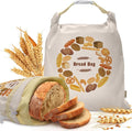 Large Linen Beeswax Bread Bags(2 Pack) Sourdough Bread Bags Reusable Double-Lock Freezer Baking Container Gift Giving for Homemade,Loaf,Sourdough,Food Storage (Bread Wreath Print)