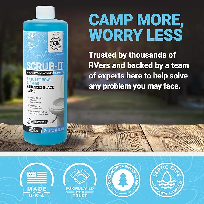 Unique Scrub-It RV Toilet Bowl Cleaner Liquid – Removes Stains, Odors & Debris, Safe RV Toilet Cleaner for RV & Marine Toilets, Value Pack, (24 oz, Pack of 3)