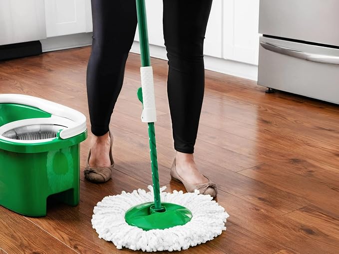 Household Mops & Bucket Sets, Spin Mop System with Washable Microfiber Head, Easy Wring Floor Cleaning System for All Surfaces