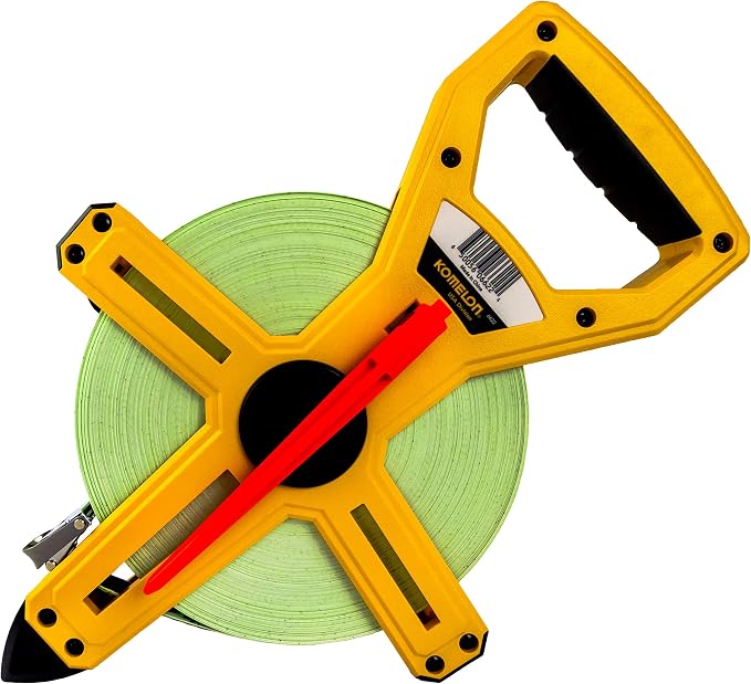 Komelon 6622 Open Reel Fiberglass Tape Measure, 200-Feet, Green