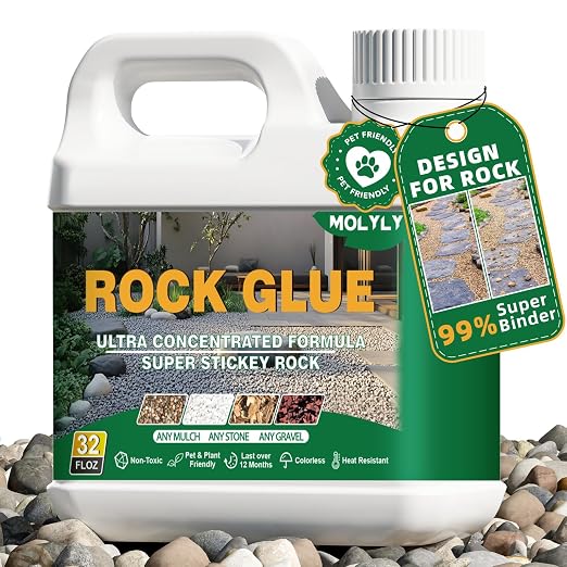 Rock Glue for Landscaping - 32OZ Mulch Glue and Gravel Binder | Fast-dry, non-toxic rock glue for landscaping,bonds gravel,mulch,pebbles and stones for patios,garden,paths and flower beds