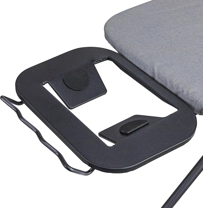 Household Essentials Ultra Ironing Board, 4-Leg, with Steel Top and Iron Rest, Cotton Cover with Fiber Pad, Heat and Stain Resistant, Matte Black Frame, Grey Cover