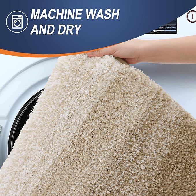 OLANLY Bathroom Runner Rugs Mat 44x24, Extra Soft Absorbent Microfiber Bath Rugs, Rubber Backing, Quick Dry, Washable Long Bath Mats for Bathroom Floor, Tub and Shower, Home Decor Accessories, Tan