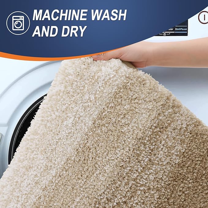 OLANLY Bathroom Rugs Mat 34x21, Extra Soft Absorbent Microfiber Bath Rugs, Rubber Backing, Quick Dry, Machine Washable Bath Mats for Bathroom Floor, Tub and Shower, Home Decor Accessories, Tan