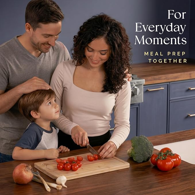 Deer & Oak Large Bamboo Cutting Board 15 x 9.8 x 0.8 Inch, Pre-Oiled | Water resistant and knife friendly · For meat and vegetables in the kitchen
