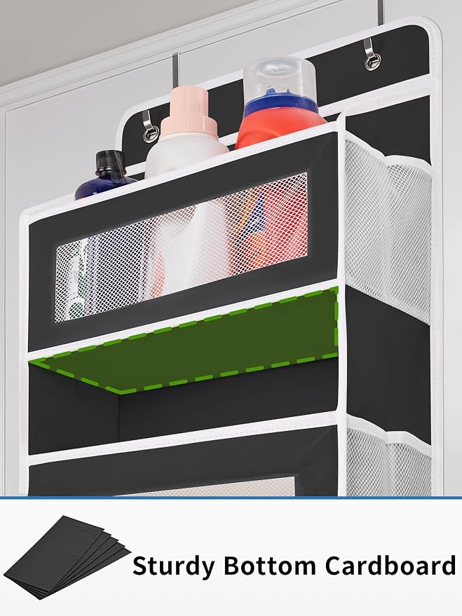 JARLINK Over the Door Organizer for Pantry, Bathroom, 5 Shelf Black, 2 Pack | Anti-Tilt Design, 44 lb Load Capacity, Hanging Door Organizer with 5 Large Capacity Pockets, Behind Door Storage for Nursery