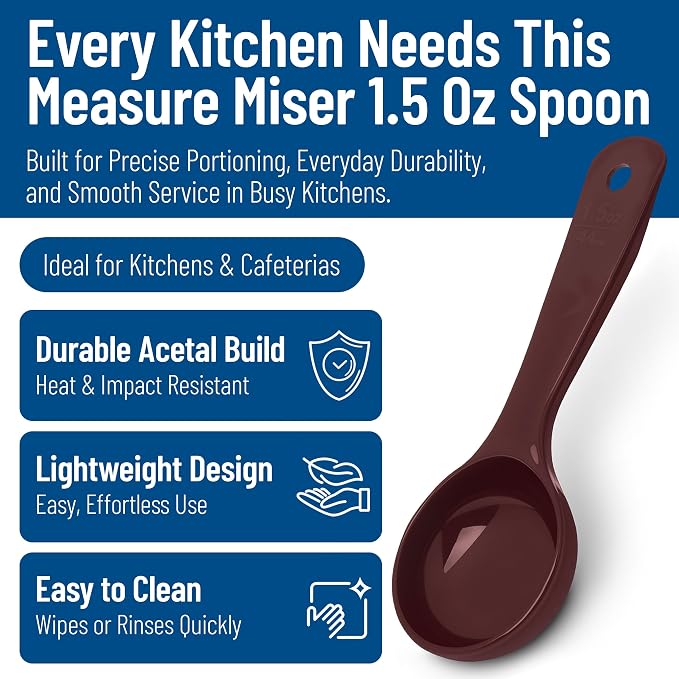 Carlisle FoodService Products Measure Miser Solid Measuring Spoon with Short Handle, 1.5 Ounces, Brown - (Pack of 12)