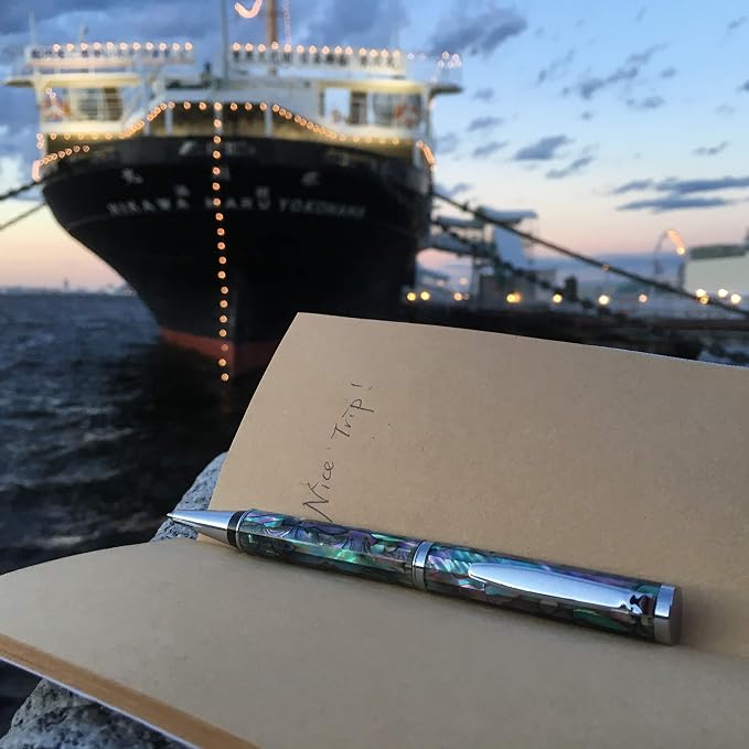LACHIEVA LUX Abalone Shell Ballpoint Pen, Luxury Executive Gift Set, Fancy Pen for Men & Women, German P900M Refill, Ocean Dream Collection