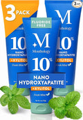 Mouthology 10% Nano Hydroxyapatite Toothpaste (3pk, Fluoride Free), Whitening*, Supports Enamel Care*, Appropriate for Sensitive Teeth*, SLS Free, Xylitol nHA Toothpaste Adults, Mint 4oz (USA Made)