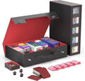 Kabinka MTG Card Storage Box with Handle & Mechanical Latch,5-Row 3900+ Commander Trading Card Case with Sealed Display Window,Top Loaders Organizer Deck Box for MTG/TCG/PTCG/Sports Cards (Black Red)