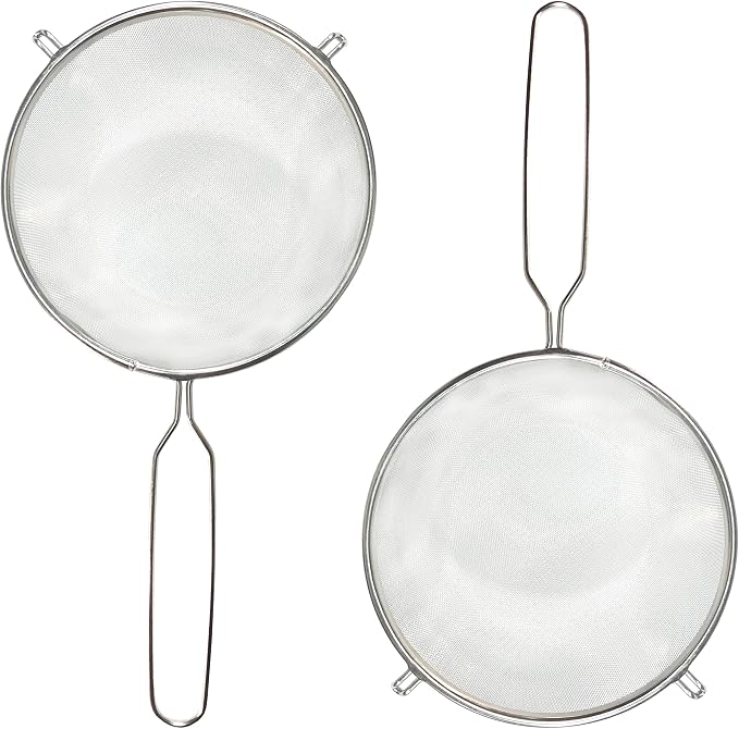 G+ Life Stainless Steel Sieve Set (Diameter 6 Inch) - Fine Mesh Food Strainer, Flour Colander Sieve Sifter with Handle - Ideal for Rinsing, Draining, Filtering, and Straining Various Food Ingredients