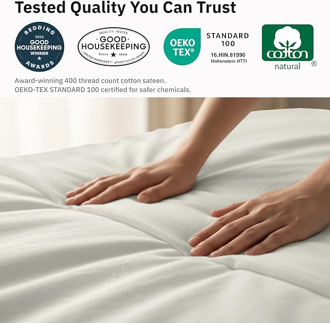 California Design Den 3 Pc Full/Queen Size Duvet Cover Set - Winner Good Housekeeping Best Bedding Awards 2025, 400 Thread Count Sateen, 100% Cotton Duvet Cover - Ivory (Pale Tone)