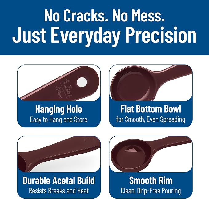 Carlisle FoodService Products Measure Miser Solid Measuring Spoon with Short Handle, 1.5 Ounces, Brown - (Pack of 12)