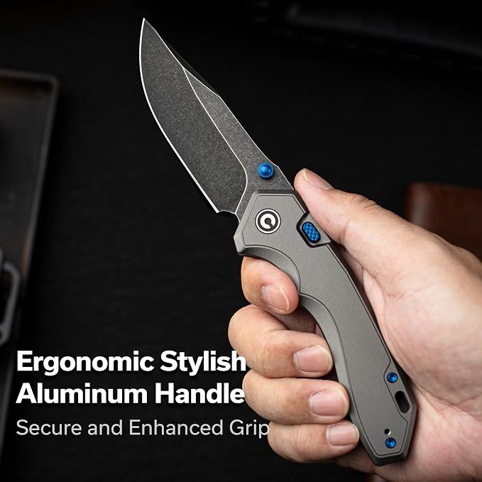 CIVIVI Elite Brova Folding Pocket Knife, 3.41" S35VN Blade, Top Liner Lock | Ergonomic Stylish Aluminum Handle, Reversible Clip, EDC Knife CE25093-1