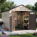 Aoxun 8x12 Ft Outdoor Storage Shed with Floor, Large Resin Outdoor Shed with Lockable Door & Windows, Garden HDPE Sheds for Lawn Tools, Pool Supplies & Bikes