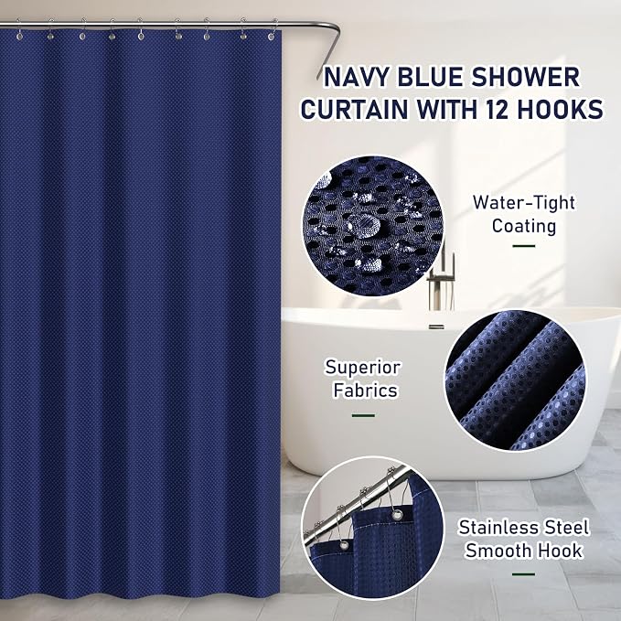 Bathroom Accessory Set - Bathroom Set, 12PC Bathroom Accessories Set, Navy Blue Bathroom Accessories Set, Mini Trash Can, Toilet Brush, Trash Can & Soap Dispenser