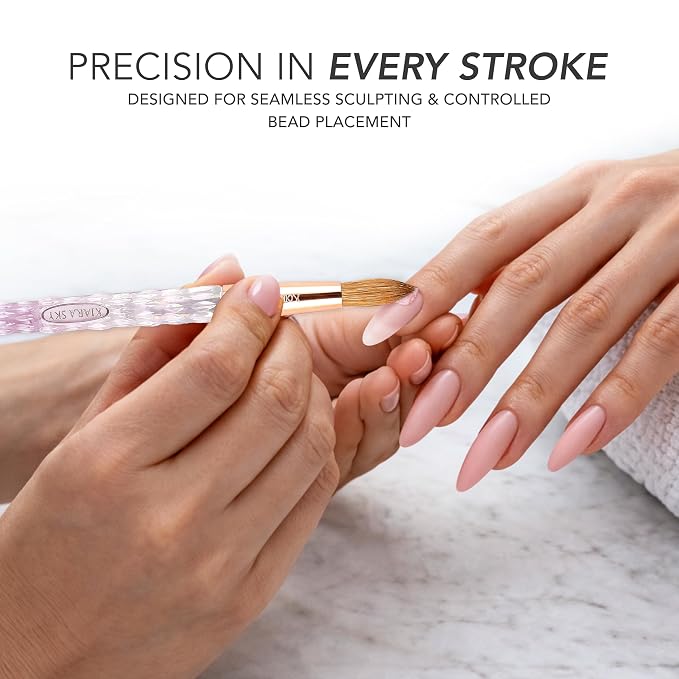 Kiara Sky Kolinsky Acrylic Nail Brush #12 – Pure Kolinsky Sable Hair, Iridescent Crystal Handle, Acetone Resistant, for Acrylic Application, Extensions & 3D Nail Art