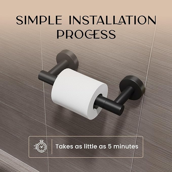 Day Moon™ - Toilet Paper Holder - Modern Roll Holder for Bathroom - 1 Pack - Wall Mount - Classic, Black