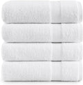 LANE LINEN Large Bath Towel Set Absorbent Quick Dry 100% Cotton - White | Bath Towels Set Of 4 - Fade-Resistant Color, Classic Terry Weave, Densely Woven, Coordinated Colors, Dobby Border Accent