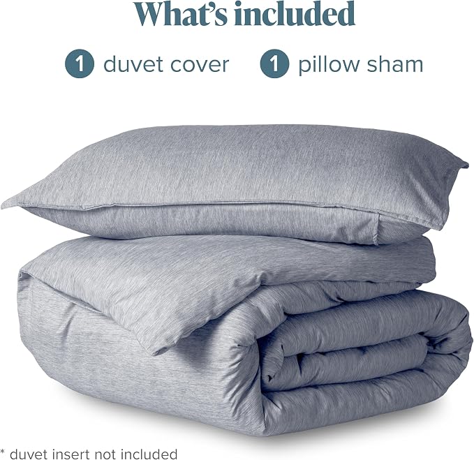 Bare Home Bedding Duvet Cover Extra Long - Premium 1800 Super Soft Collection - Lightweight, Duvet Cover - Soft Textured (Twin/Twin XL, Heathered Midnight Blue)