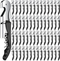 Waiter Corkscrew Wine Openers Heavy Duty Hinges Wine Key Bottle Opener All in One Double Hinged Waiter's Corkscrew with Foil Cutter Wine Tools for Bartenders Servers Sommelier (Black, 100 Pack)