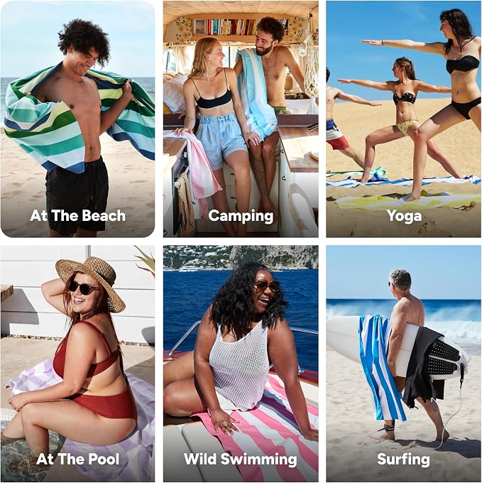 Dock & Bay Kid's Towel - for Beach Use - Quick Dry, Sand Free - Compact, Lightweight - 100% Recycled - Includes Bag - Summer - Cool Lagoon, Large (160x90cm, 63x35)
