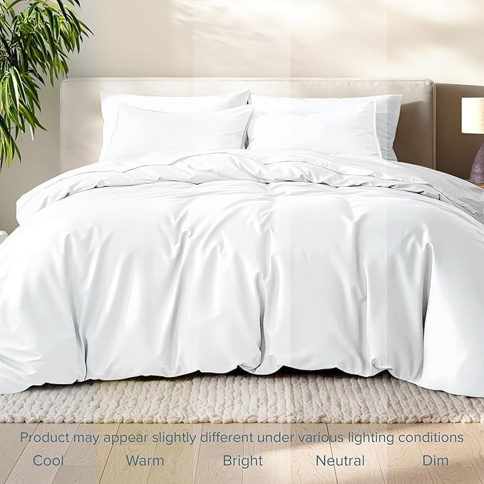 Bare Home Bedding Duvet Cover Queen Size - Premium 1800 Super Soft Duvet Covers Collection - Lightweight, Cooling Duvet Cover - Soft Breathable Bedding (Queen, White)
