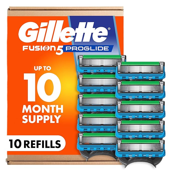 Gillette Fusion5 ProGlide Men's 5-Blade Razor Blade Refills with Precision Trimmer, 10 Count