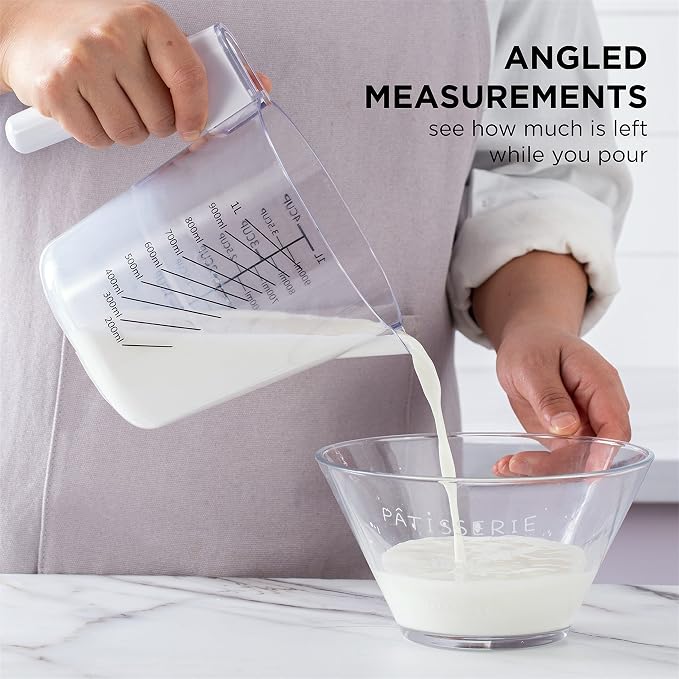 COOK WITH COLOR Measuring Cup Set - 9 PC. Nesting Stackable Liquid Measure Cup, Dry Measuring Cups and Spoons with Funnel and Scraper (White)