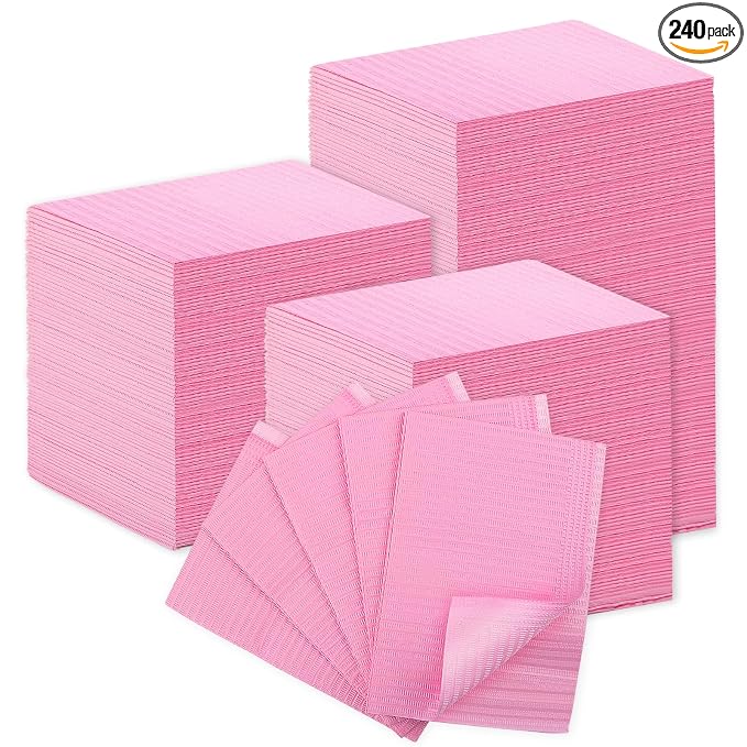 240pcs Disposable Nail Mats Foldable Nail Paper Towels, Table Acrylic Nail Practice Sheet, 3 Ply Waterproof Clean Nail Table Practice Mat for Salon Manicure Tattoo,Nail Art Accessories 13"x18"(Pink)