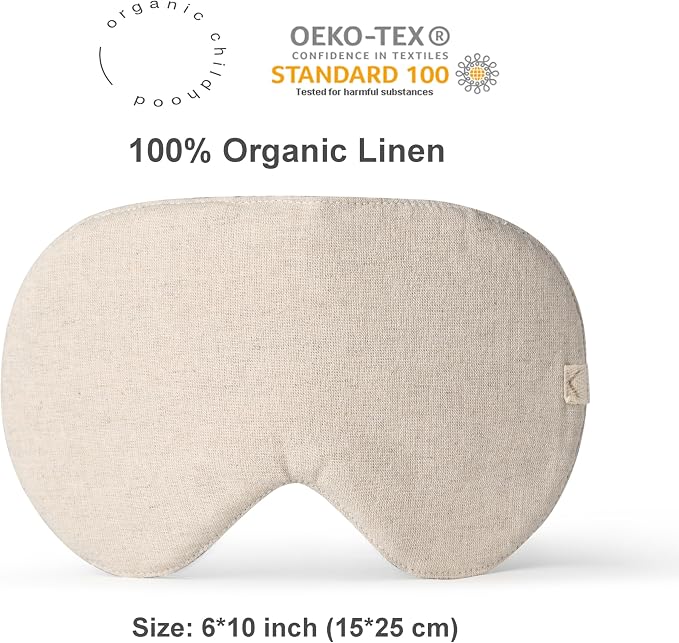 2-PACK Linen Eye Sleep Mask Oversized for sleeping • Organic Oeko-TEX Standard • Blackout Eye Shade cover • Adjustable strap • Breathable Travel Meditation Essential •Gift idea Woman Man (Camel+Natur)