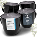 Large Stoneware Coffee Mugs Set of 4, 15.6 oz Coffee Cups with Reactive Glaze, Lead-Free, Dishwasher & Microwave Safe, Stain Resistant for Cocoa, Latte, Cappuccino & Tea, Dark Gray