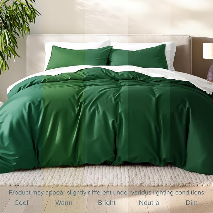 Bare Home Bedding Duvet Cover Full Size - Premium 1800 Super Soft Collection - Lightweight, Cooling - Soft Breathable Bedding Duvet Cover (Full, Forest Green)