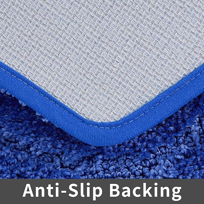 COSY HOMEER Extra Thick Bath Linen Sets Rugs for Bathroom - Anti-Slip Bath Mats Soft Plush Yarn Shaggy 100% Strong Polyester Living Room Bedroom Mat Floor Water Absorbent(Blue,24x36 - Inches)