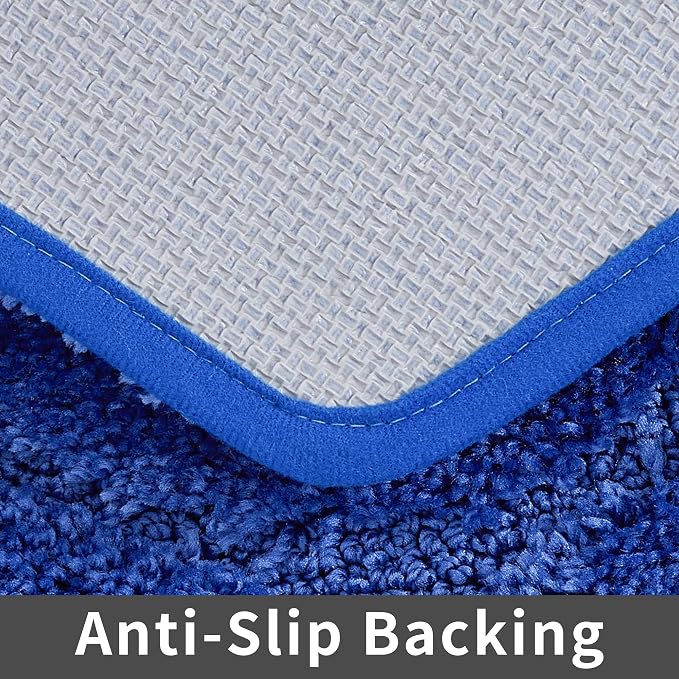COSY HOMEER Extra Thick Bath Rugs Sets for Bathroom - Anti-Slip Bath Linen Sets Mats Soft 100% Strong Polyester Living Room Bedroom Water Absorbent(Blue,20x32+24x48 -Inches)