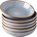 AmorArc 8.5'' Large Pasta Bowls, 36oz Ceramic Salad Serving Bowls Set of 6 for Kitchen, Wide Stoneware Bowls for Pasta, Salad, Fruit, Bread, Microwave Safe, Reactive Glaze-Blue