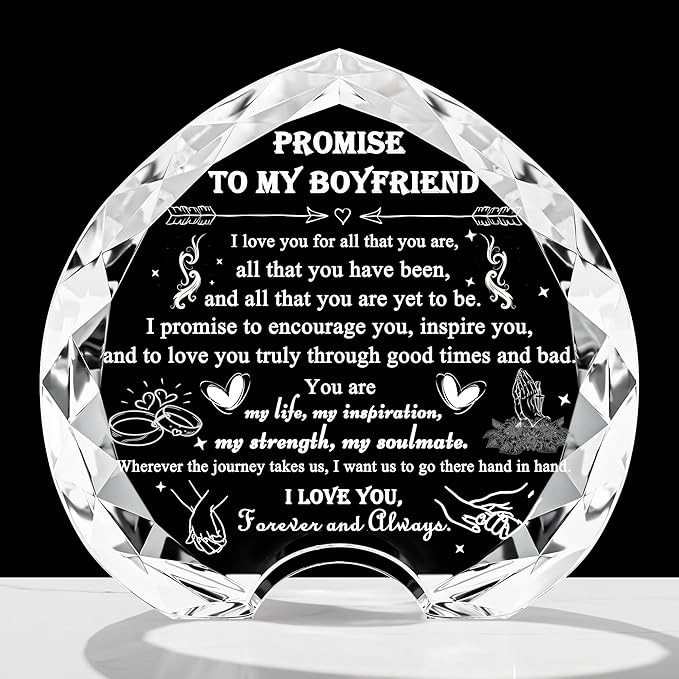 Qianwei Gifts for Boyfriend from Girlfriend Unique - Personalized Crystal Heart Gifts for My Man Who Has Everything - Birthday Anniversary Wedding Valentines Day Present Ideas for Him